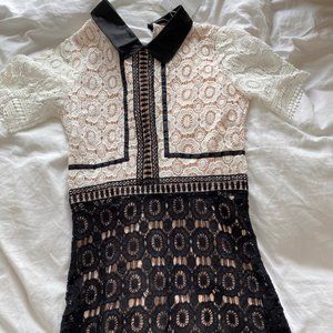 Lace Black White Collar Dress Self Portrait style